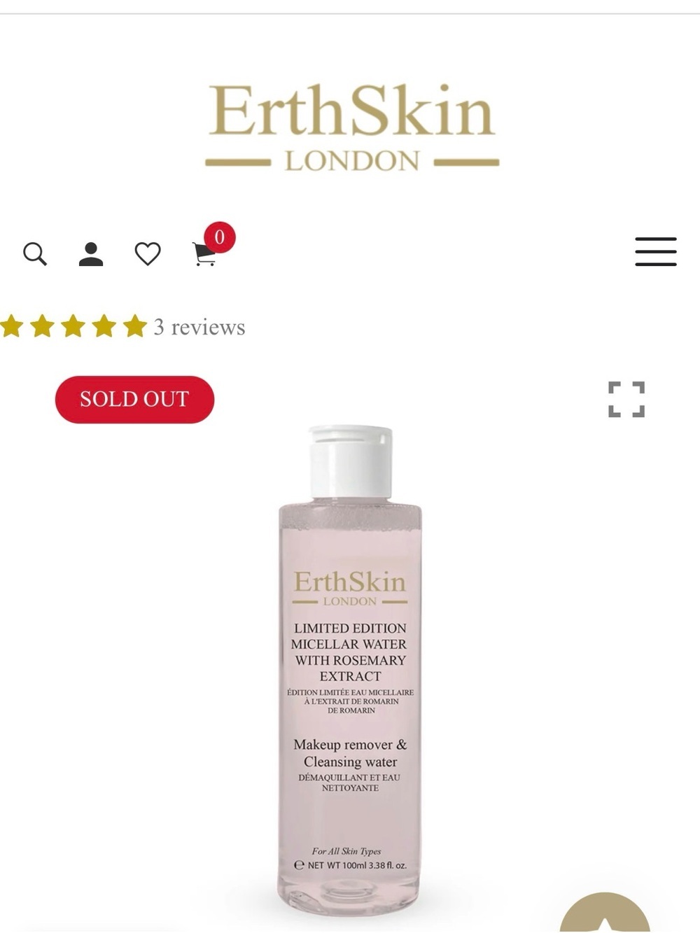 Eclat London Limited Edition Micellar Water Makeup Remover & Cleanser NWT Sealed